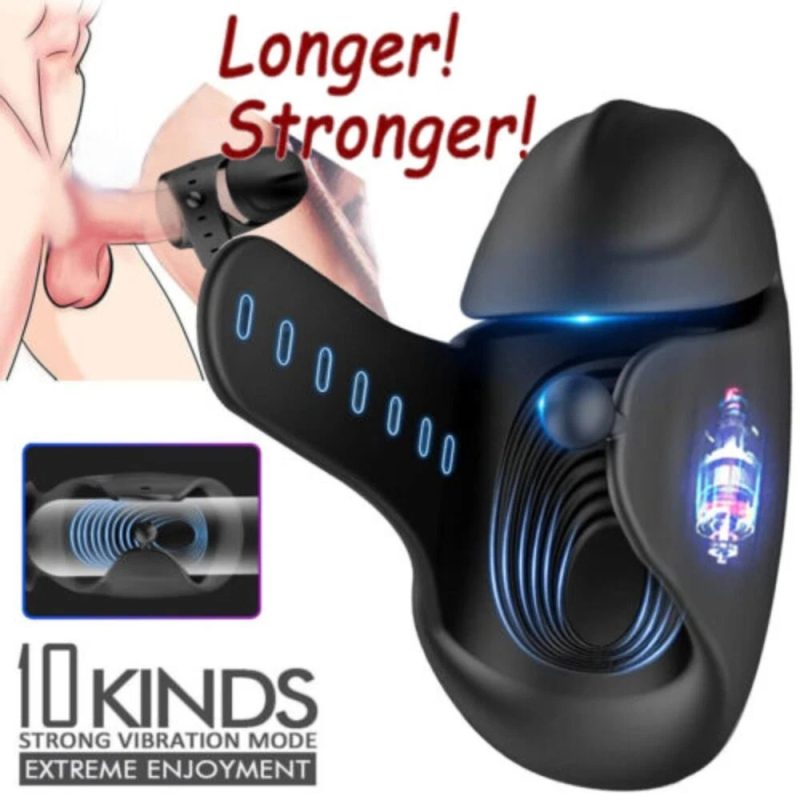Electric Men Penis Enlarger Stretch Sleeve Enlargement Enhancer Trainer Extender - Image 2