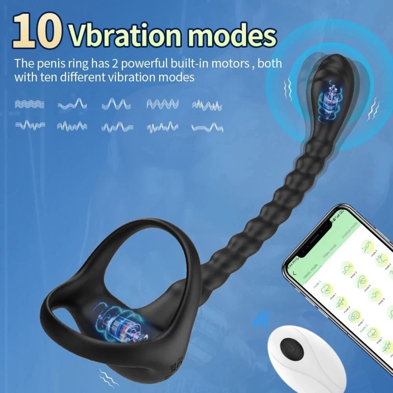 Anneau-Pénien-Vibrateur-De-Prostate-Pour-Hommes-Jouets-Sans-Fil-Plug-Anal-Neuf - Image 5