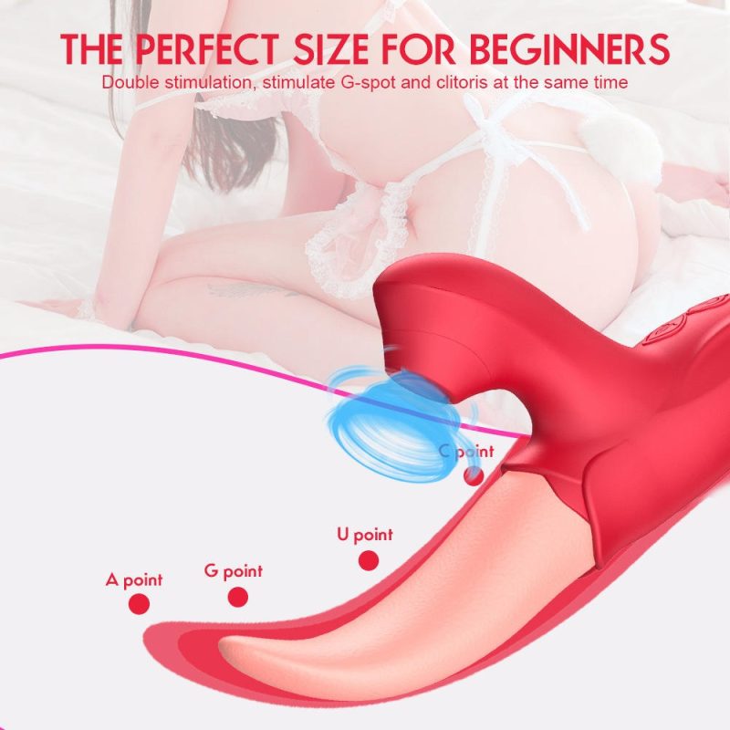 Female licking, vibration, sucking three-in-one fashion vibrator simulation tongue masturbator AV female sex toys - Image 3
